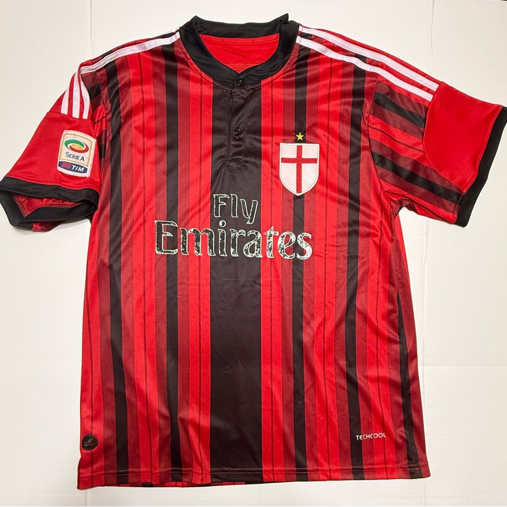 Motion AC Milan Red & Black Soccer Jersey Fly‎ Emirates 0207 A2